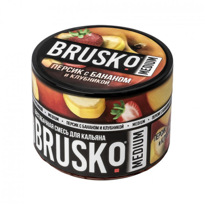 Бестабачная BRUSKO (ПЕРСИК С БАНАНОМ И КЛУБНИКОЙ)
